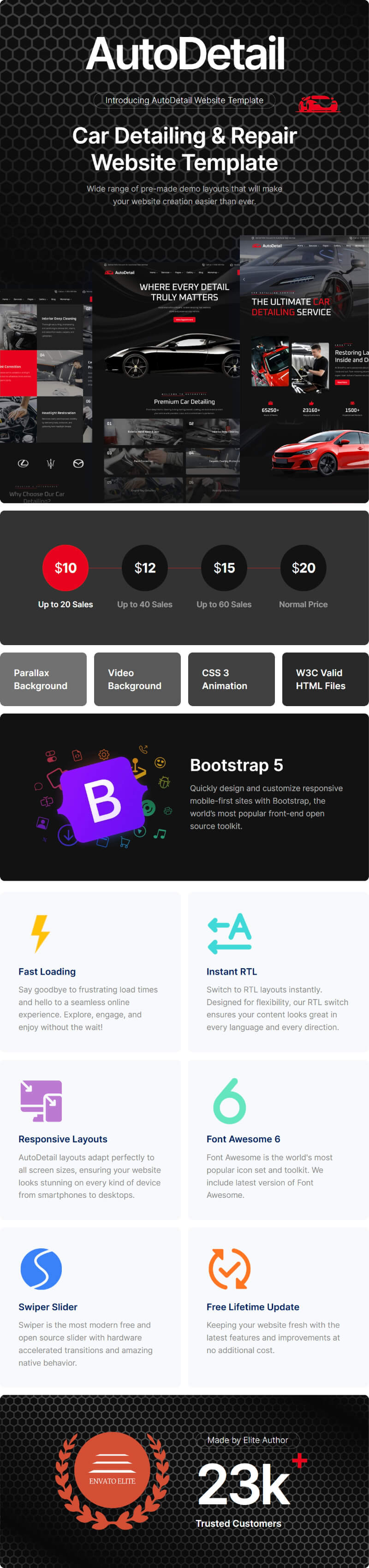 AutoDetail - Car Detailing, Car Listing, Shop & Repair Website Template
