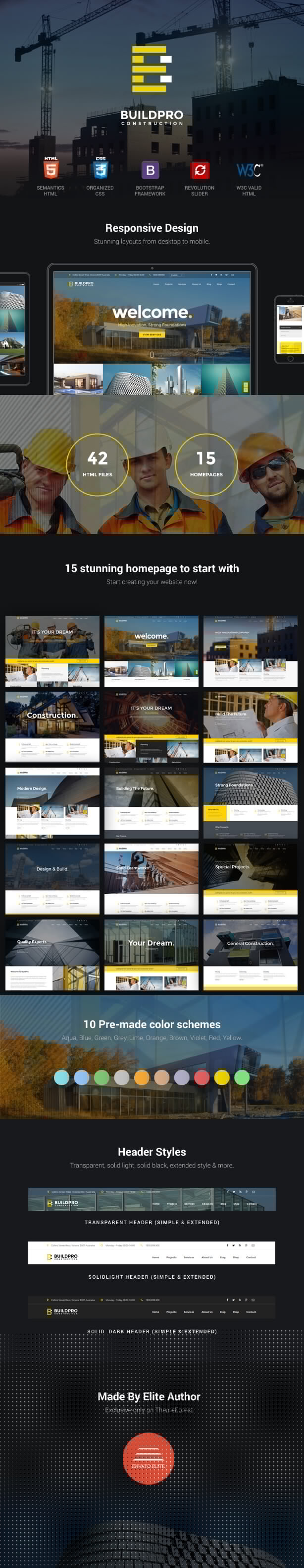 Construction and Building Website Template - BuildPro