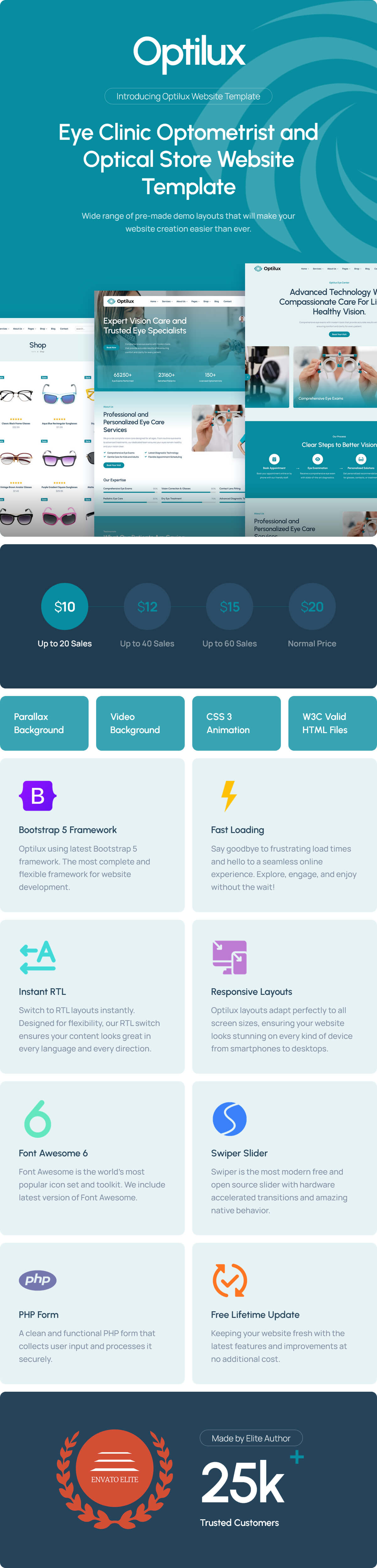 Optilux - Eye Care Clinic Optometrist and Optical Store HTML Template