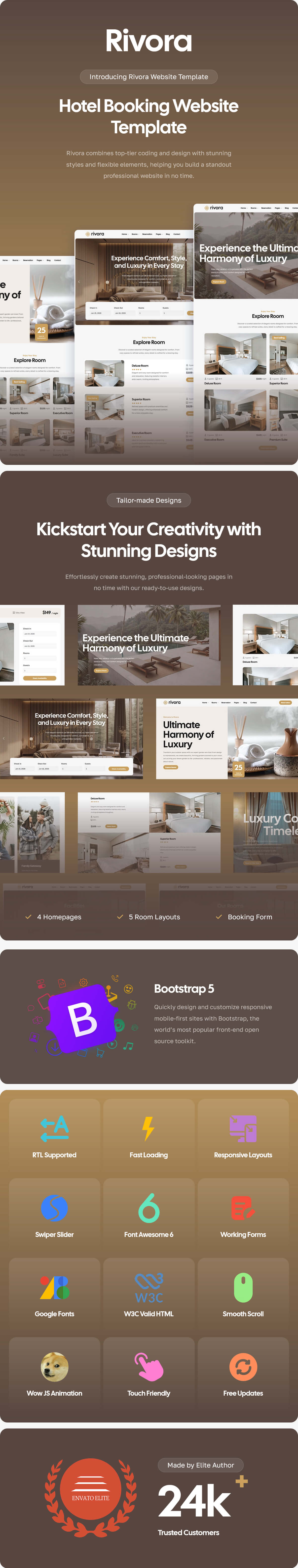 Rivora - Hotel Booking PHP Template + RTL Support